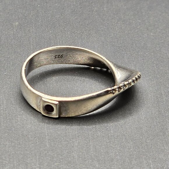 VTG Elle Sterling Silver Ruby Lab Diamond Band Ring Size 9 Wavy 4.13g - Picture 2 of 14